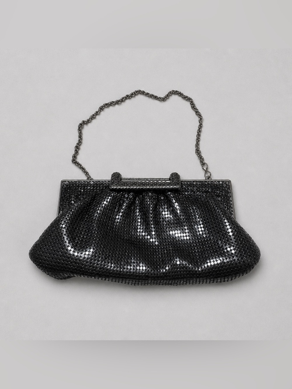 Limited Black Mesh Evening Clutch with Chain Strap
